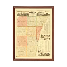 Old Map of Kewaunee County, WI 1895 - Vintage Wisconsin Art