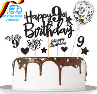 Tortendeko 9 Geburtstag Junge MäDchen,10 Stk Glitzer Kuchendeko Geburtstag 9 Jah