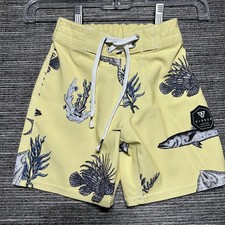 Vissla Board Shorts Boys Small 4 Yellow Fishes Swim Quick Dry K116MOCE