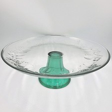 Vintage Anchor Hocking 12.75" D Platter / Glass Holiday Pedestal Cake Stand