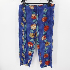 Vintage Jams World Pants Womens medium Multicolor Flower Hawaiian Beach Crop