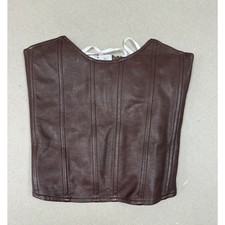 Miaou Leia Corset Top XS Chocolate Brown Faux Leather Strapless