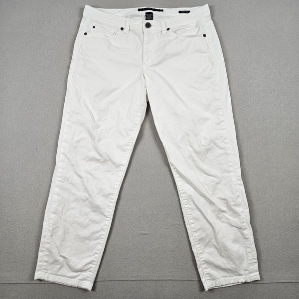 Calvin Klein Womens Jeans Size 31 W33 White Zip Fly Mid Rise Skinny Crop Denim