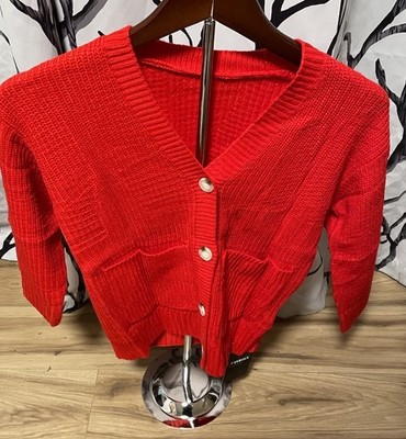 Girls Red Knit Button Up Cardigan Size 120 (6 7 Years) NWT