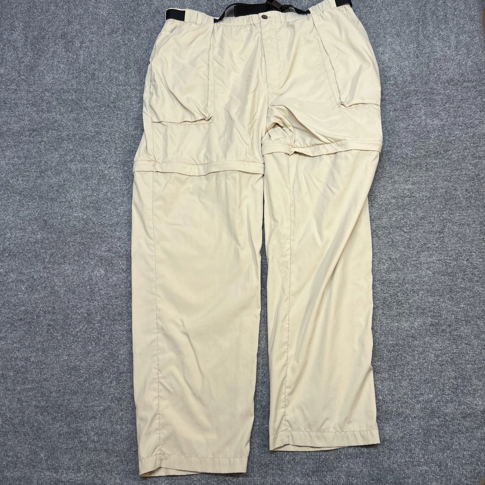 L.L. Bean Pants Mens 36x30 Beige Convertible Hiking Mesh Lined Elastic Waist