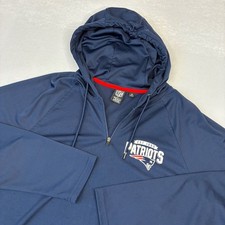 NFL Team Apparel New England Patriots Hoodie Mens Medium Navy Blue 1/4 Zip