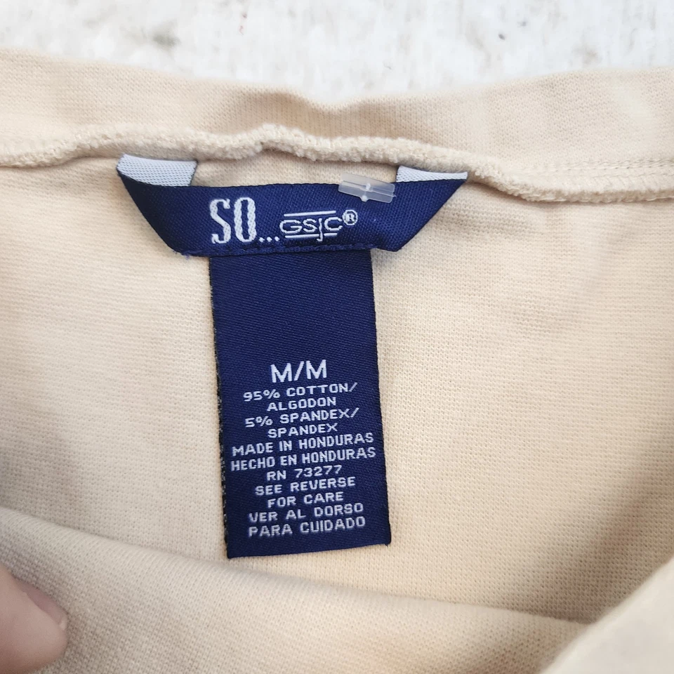 SO GSJC Cropped Fitted Tank Top M Cream Boatneck Cotton Stretch Preppy - Image 4 of 4