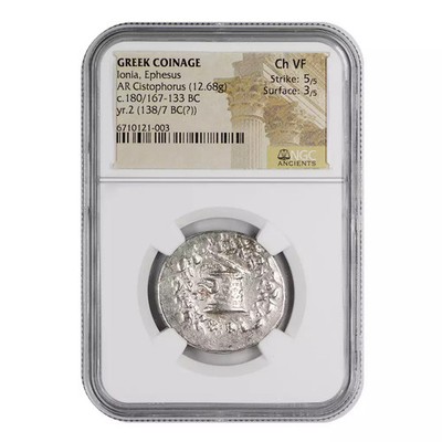 138-137 BC Ionia, Ephesus AR Cistophorus (12.68g) NGC Ancients Ch VF