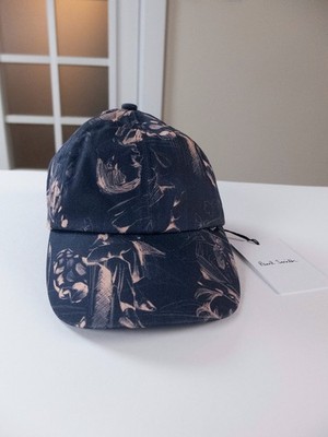 PAUL SMITH mainline blue printed cotton baseball cap One Size authentic NWT