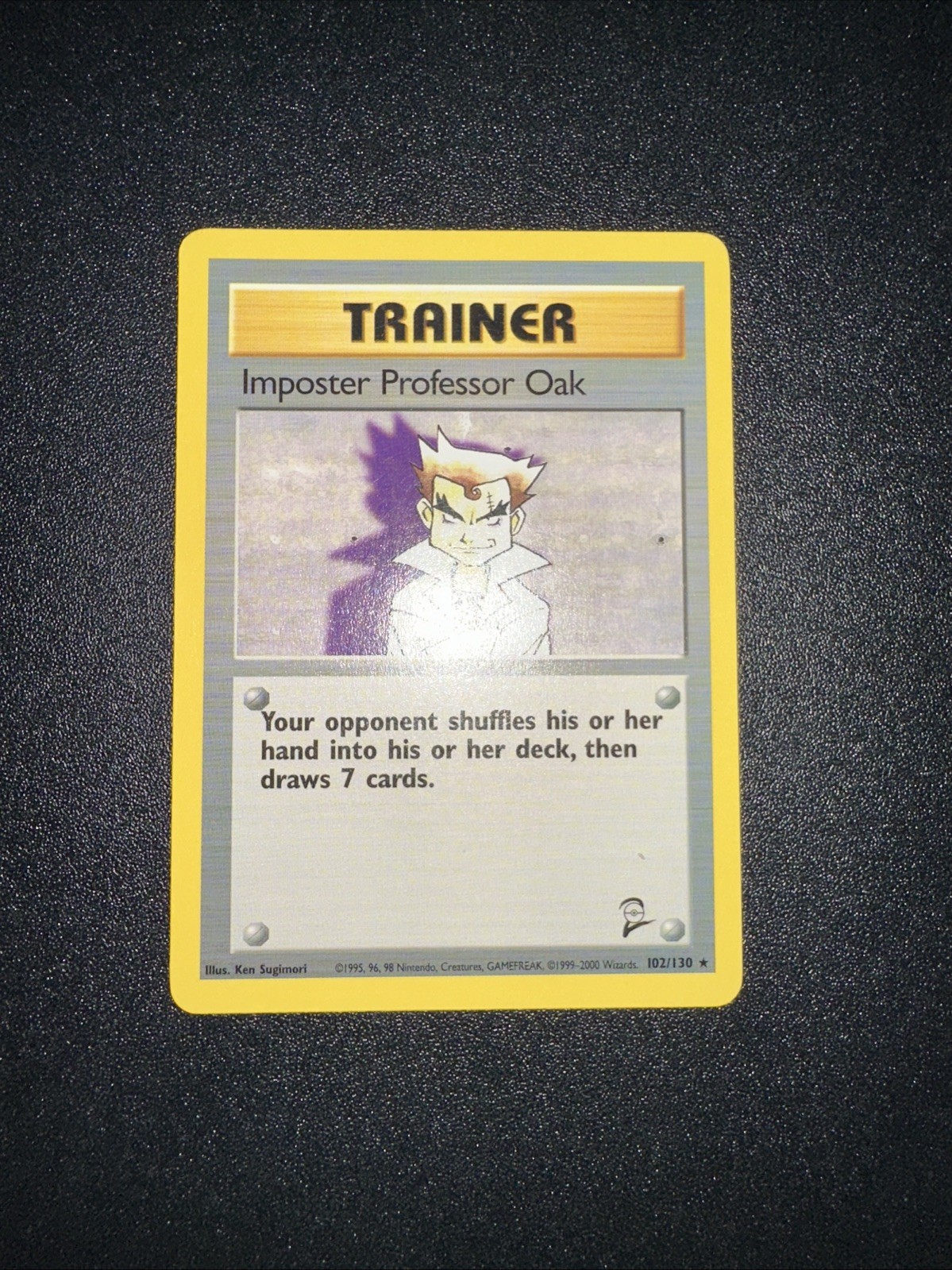 Pokémon TCG Imposter Professor Oak 102/130 Base Set 2 Rare WOTC LP