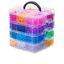 4200Pcs Pony Beads, 24 Colors Kandi Beads Bulk for Bracelets Making Hair Braidin