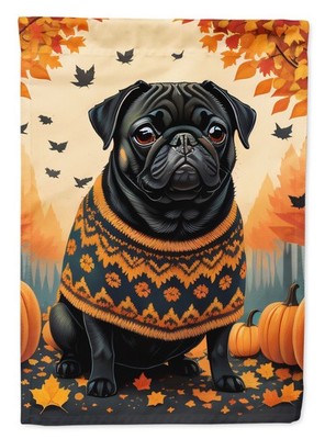 Caroline's Treasures Black Pug Fall Garden Flag DAC1064GF