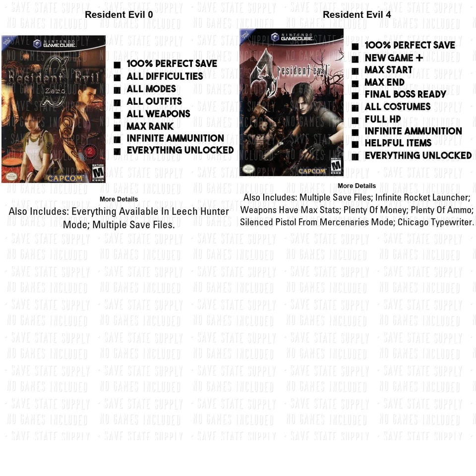 RESIDENT EVIL 0 1 2 3 4 | 100% Unlocked MEMORY CARD SAVES | Nintendo GAMECUBE - Image 3 of 4