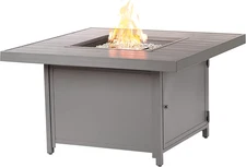 Square 42 In. X 42 In. Aluminum Propane Fire Pit Table with Glass Beads, Two Cov