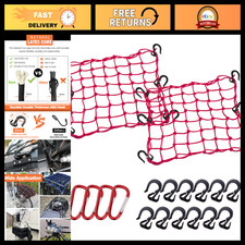 Heavy Duty Cargo Net 15"x15" Stretches to 30"x30" Bungee Mesh for ATV, Bike, L