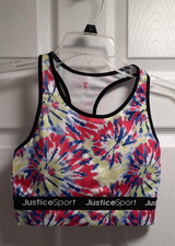 Girls Teens Justice Sport Running Exercise Multicolor Abstract Bra Top Size 14