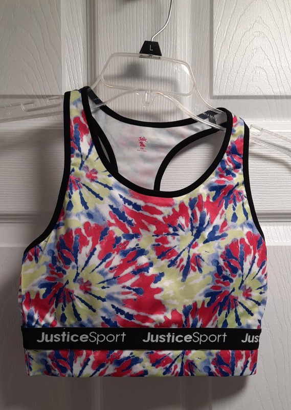 Girls Teens Justice Sport Running Exercise Multicolor Abstract Bra Top Size 14