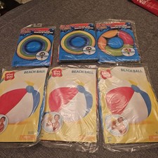 Lot of 3 Splash-n-Swim Inflatable Pool Tubes PLUS Lot of 3 Beach Balls, Summer