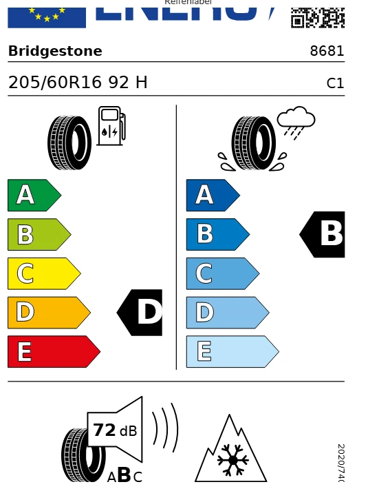 1x 205/60 R16 92H * RSC Winter Reifen Bridgestone Blizzak LM001 Runf Demontage - Bild 3 von 3
