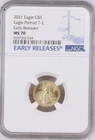 2021 $5 1/10 oz American Gold Eagle NGC MS 70