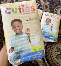 Cuties Complete Care Diapers Size 7, 20 Count, 41 lbs, Unisex, White