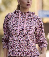 NWT Anthropologie Daily PracticeDrawstring Hooded Sweatshirt Floral Pink XXS.