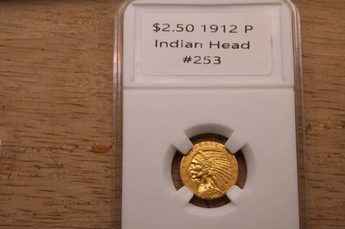 Gold 1912 Indian Head $2.50 Gold Coin
