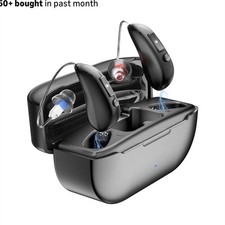 Rechargeable BTE Hearing Aid with Noise Cancellation  Volume Control, Black