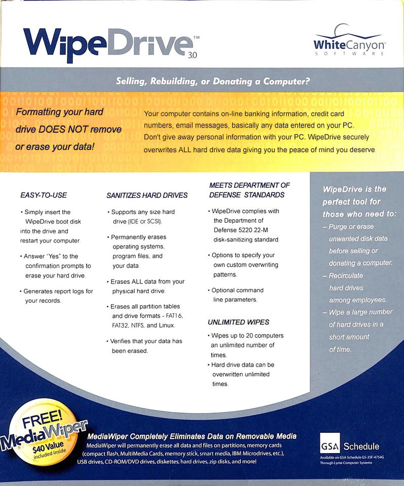 WipeDrive 3.0 Completely Erases Your Hard Drive for Windows XP, 2000, NT, Me, 9x - Image 2 of 4