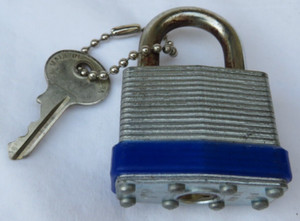 Key Padlock Hardened 1 3/4" W x 2 5/8" Tall - Opening 1" - Taiwan