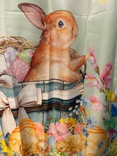 New in pkg Easter shower curtain with rings rabbits eggs chicks - Picture 2 of 5