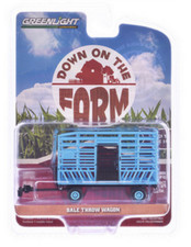 Bale Throw Wagon Light Blue and Black Greenlight Down Farm 1:64 Die-cast