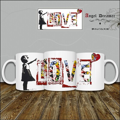 TASSE TASSE Banksy Graffiti Das kleine Mädchen mit dem Ball Love Blume Street Art Urban