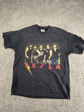 Vintage 1989 Tesla Concert Tour T-Shirt Size L Double Sided Made In USA ๐บ๐ธ