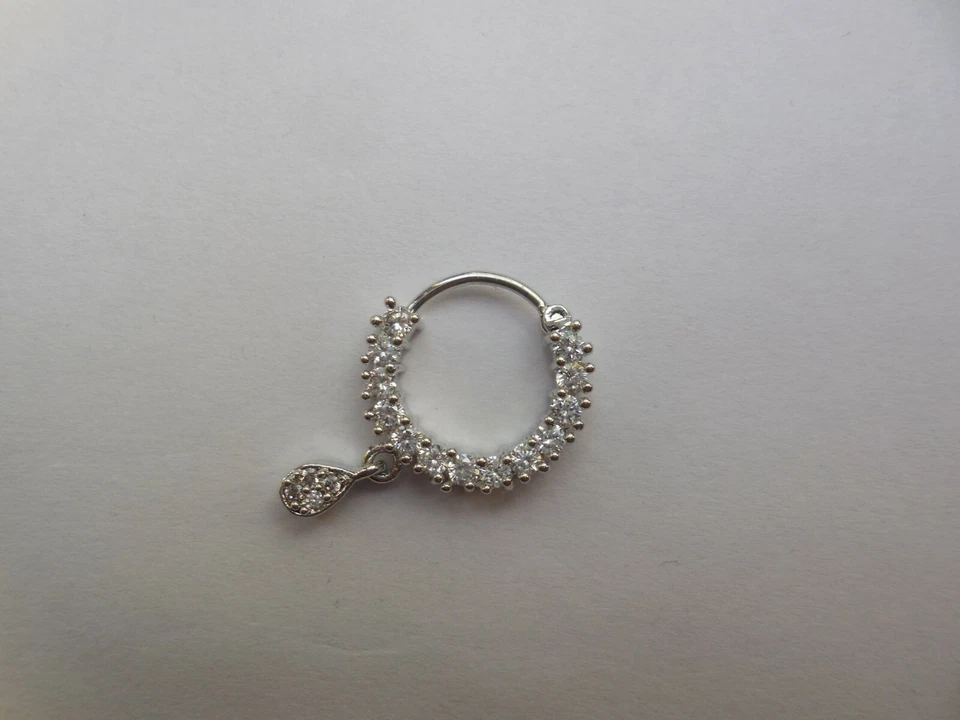 Anillo Nariz Indio Piercing Nath Moda Joyería Aro Plateado Anillo Cristal Foto 2 de 4
