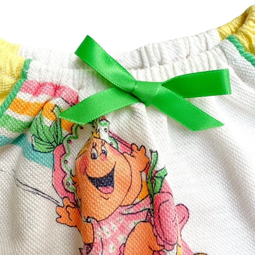 VINTAGE 70s 80s Graphic Top Rainbow Baby Girl 12M Retro T-Shirt Cute Kids Bunny - Image 4 of 4