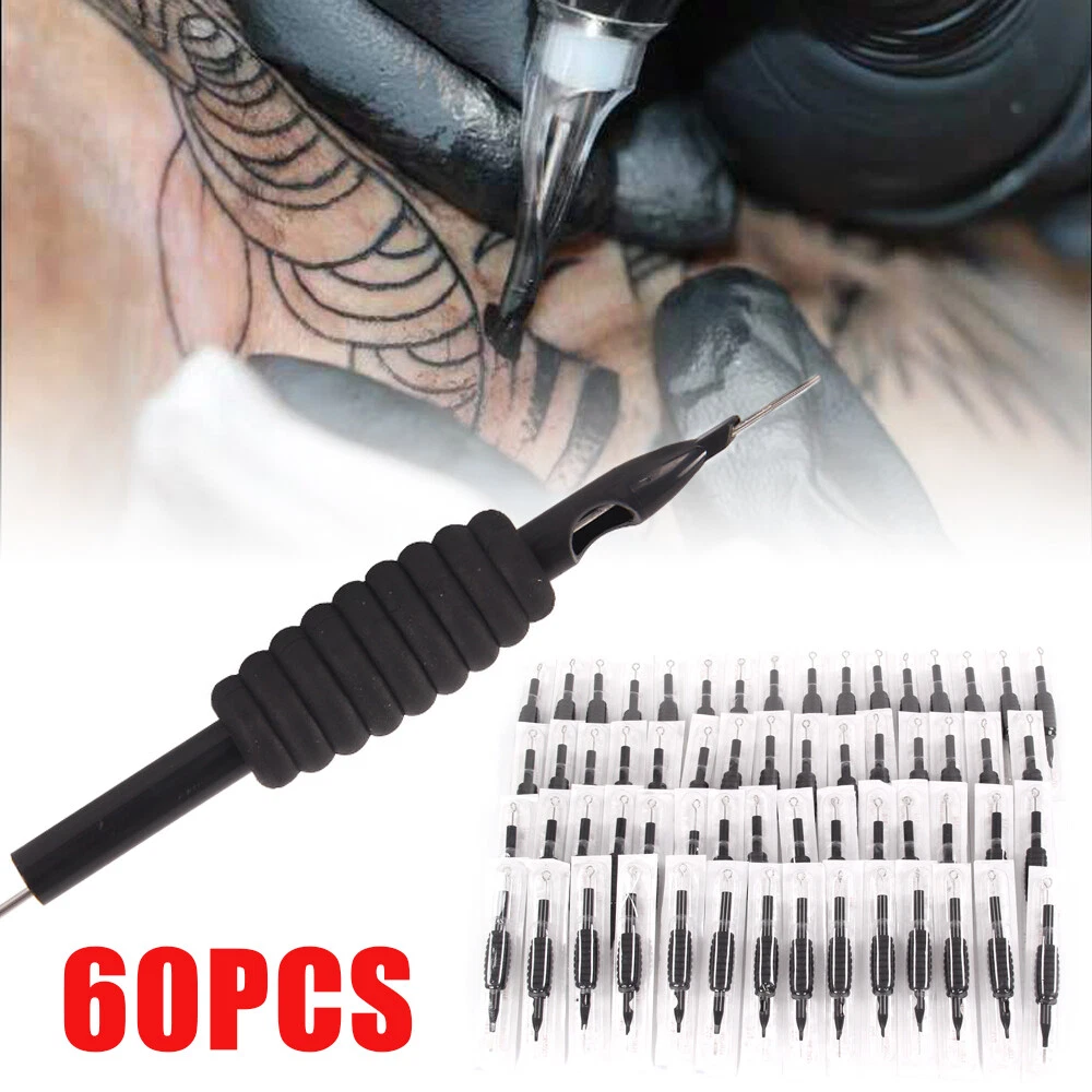 Disposable Tattoo Needles 60Pcs Mixed Assorted 10 Sizes With Tube 3/4 Grip  & Tip