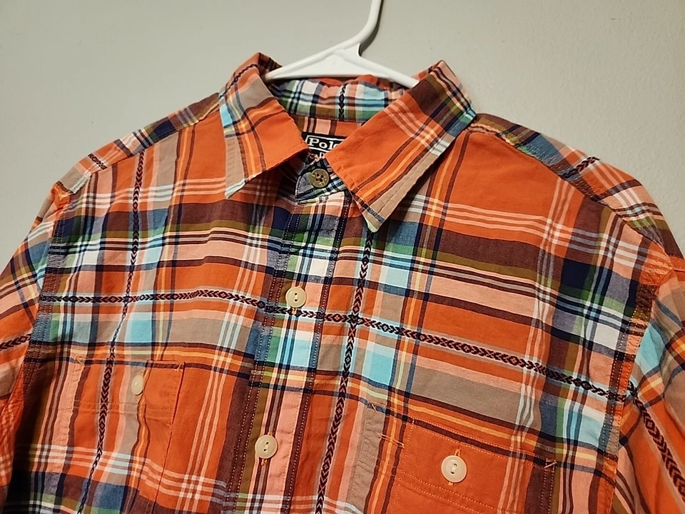 Vintage Polo Ralph Lauren Mens Large Green Blue Orange Aztec Pockets - Image 2 of 4