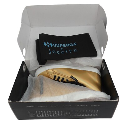 NIB Superga Limited Edition Gold Iridescent Fur Lined Hi Top Athleisure W8 + W9
