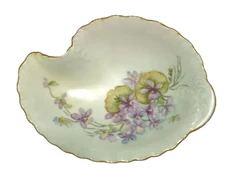 VTG Hand Painted Trinket/Candy Dish Floral Gold Trim c1956 Signed