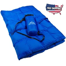 700 Fill Power Camping Blanket (300g Real Down) Windproof, Water Resistant,Large