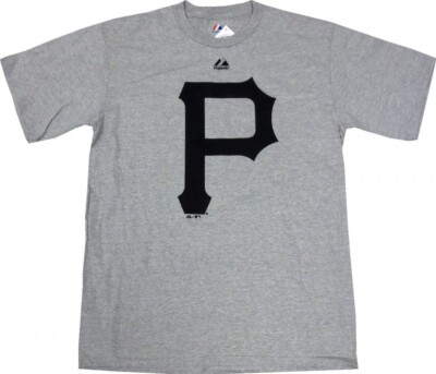 Pittsburgh Pirates Majestic MLB Soft Density Logo Gray T-Shirt