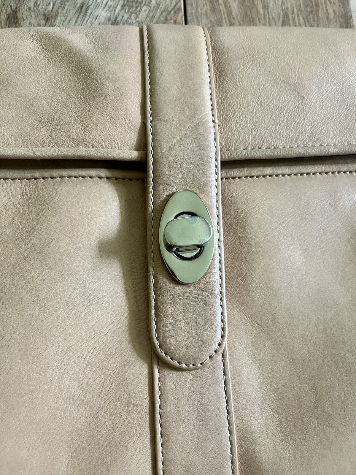 Tre Vero Leather Bag Purse Nude Beige With Remova… - image 5