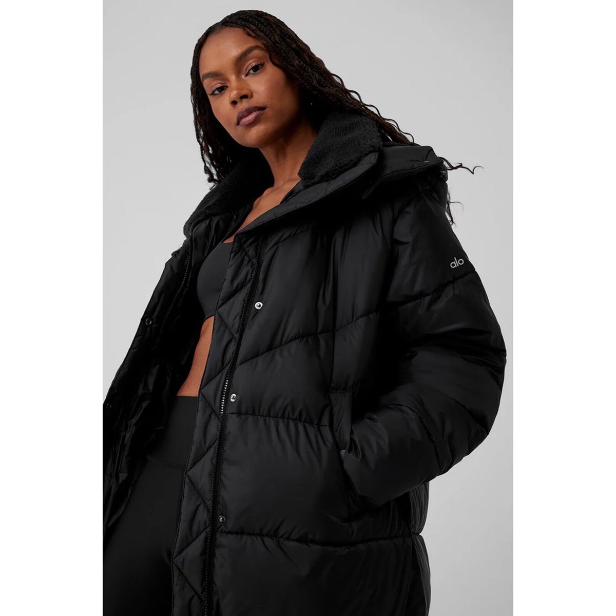 Alo Yoga Gold Rush Puffer Trench Black XS | eBay