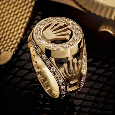 KING CROWN ROYAL CUBIC ZIRCONIA HIP HOP GOLD PLATED LUXURY PINKY RING SIZE 8~12