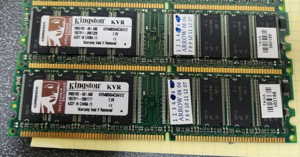 24x Kingston KVR400X64C3A/512 512MB DDR400 PC3200 SDRAM Desktop Memory - Image 3 of 4