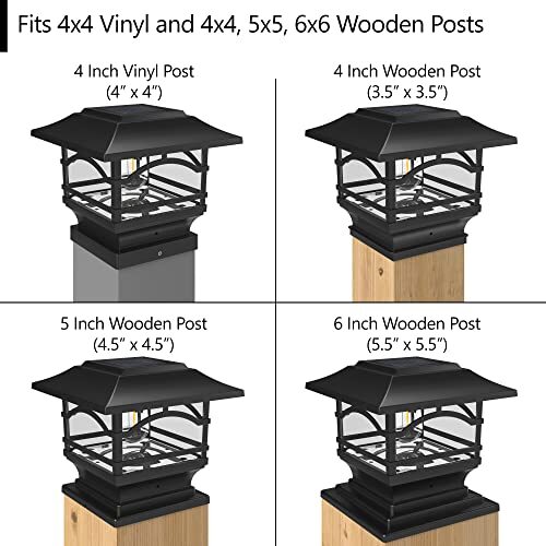 Edison Solar Outdoor Post Cap Lights - 4X4 5X5 6X6 - Bright LED Light for  - Picture 4 of 6