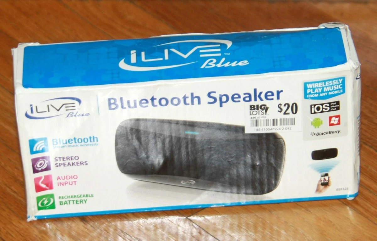 iLive Blue Bluetooth Speaker portable wireless rechargeable New