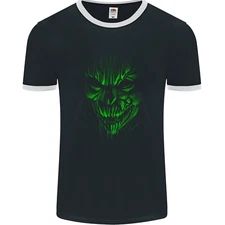 Demon Skull Devil Satan Grim Reaper Gothic Mens Ringer T-Shirt FotL