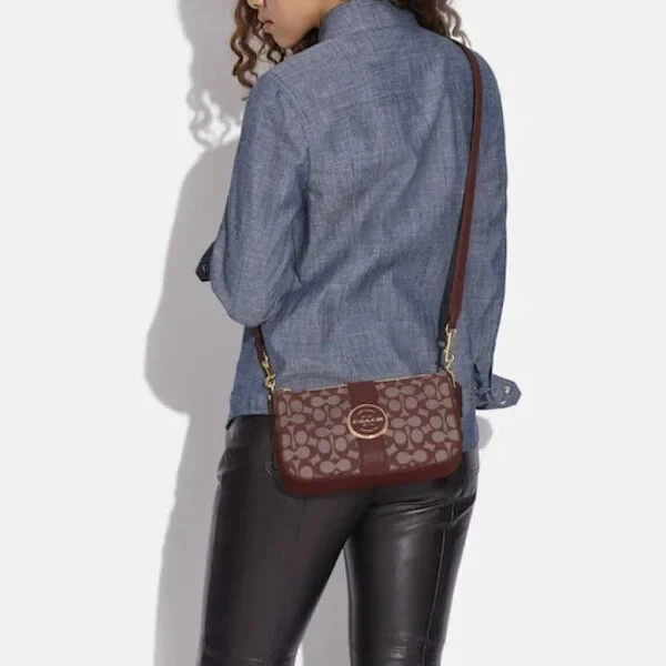 Autentica baguette Coach Lonnie in jacquard firmato